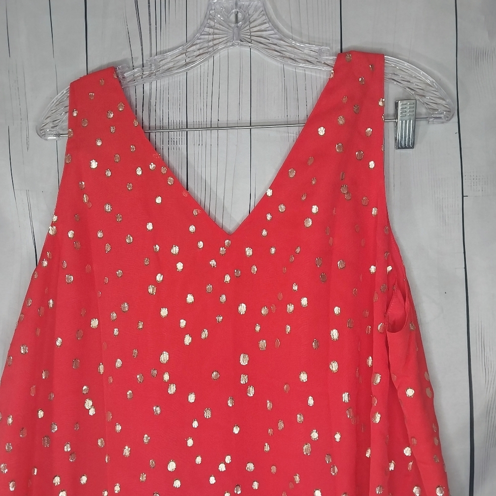 Lilly Pultzer Florin Silk Metallic Sleeveless Preppy V-Neck Night Out Top - Picture 8 of 10